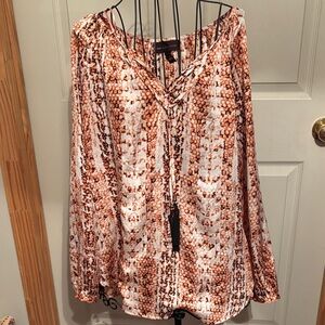Dana Buchman Orange and White Patterned Blouse